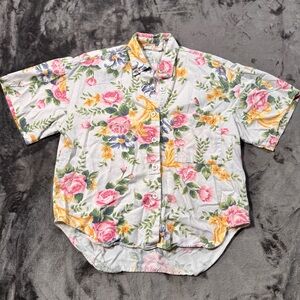 Vintage Bechamel Shirt - Floral Short Sleeve Button-Up - Size Small